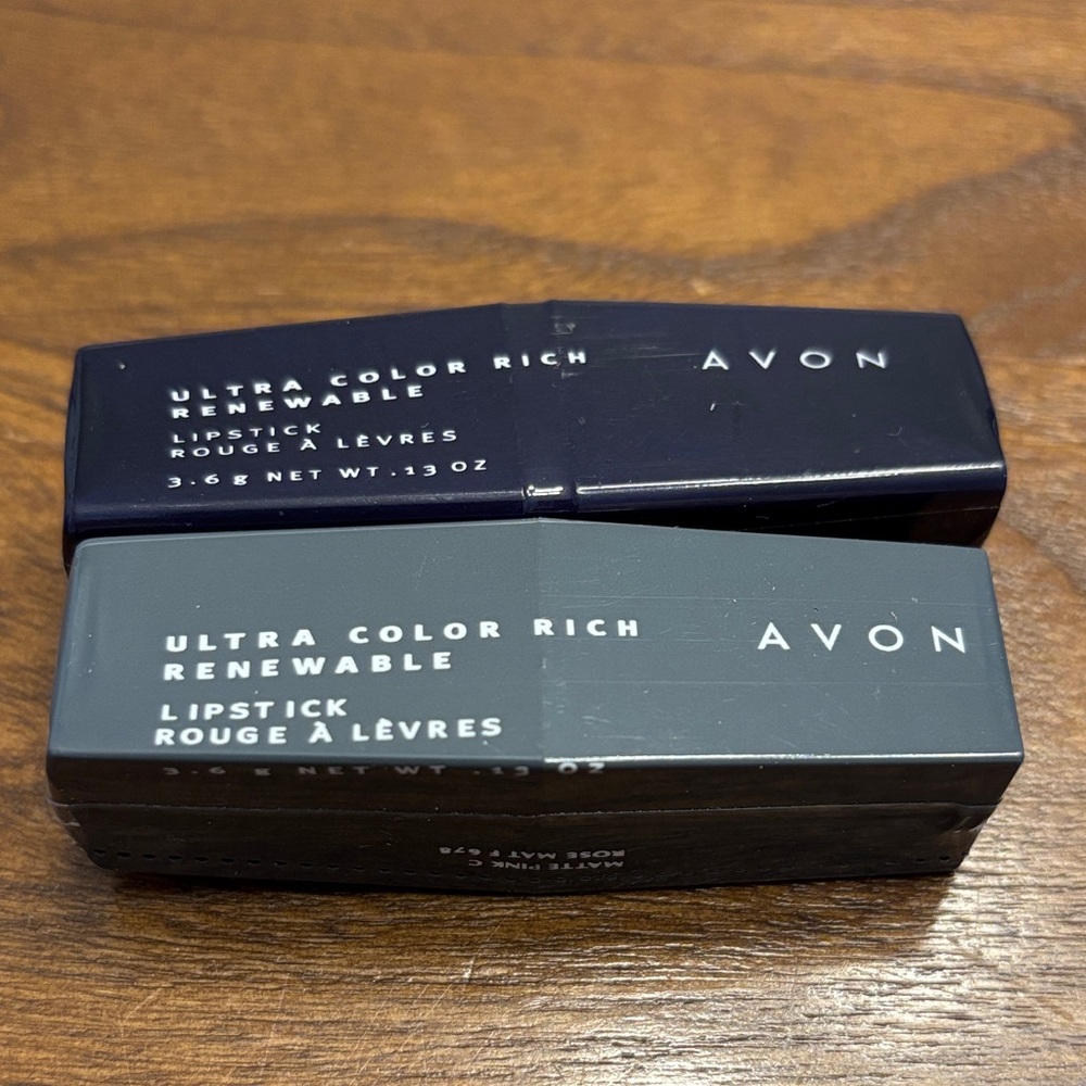 Lot of 2 Avon Ultra Color Rich Renewable Lipstick Matte Pink & Maras NOS Sealed